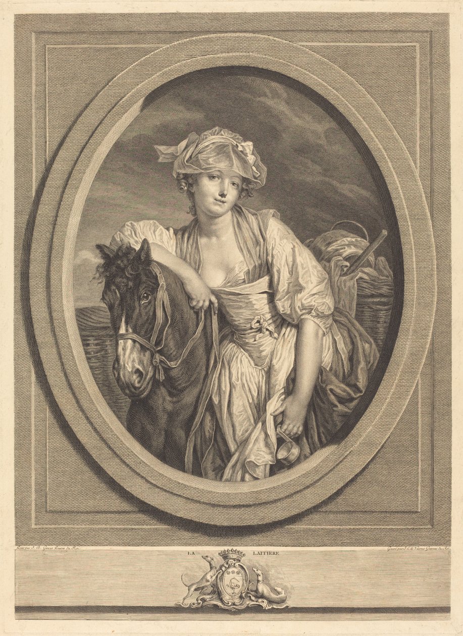 Mælkepigen af Jean Charles Levasseur after Jean Baptiste Greuze