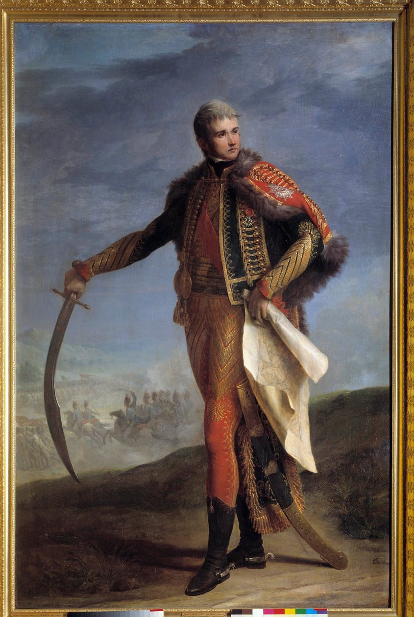 Portræt i foden af Jean Lannes (1769-1809) Hertug af Montebello, marechal of Empire Maleri af Jean Charles Nicaise Perrin (1754-1831). 1804-1809. Svag. 2,1x1,4 m. - Portræt i fuld længde af Jean Lannes (1769-1809) hertug af Montebello, imperiets marskal. af Jean Charles Nicaise Perrin