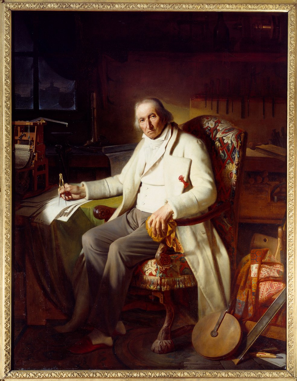Portræt af Joseph Marie Jacquard (1751-1834) opfinder af vævemaskinen. Maleri af Claude Bonnefond (1796-1860) af Jean Claude Bonnefond