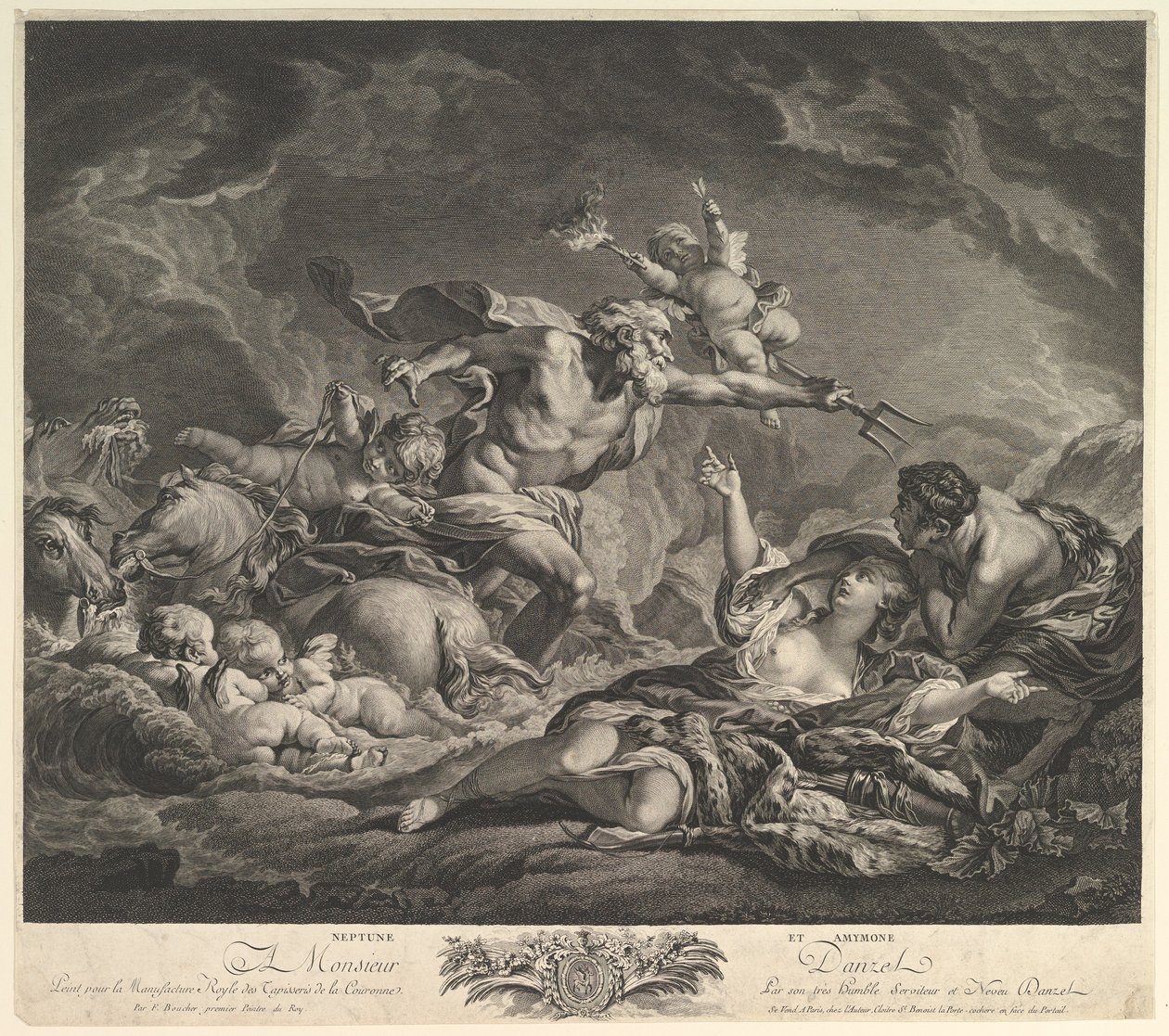 Neptun og Amymone, 1700-tallet. af Jean Claude Danzel