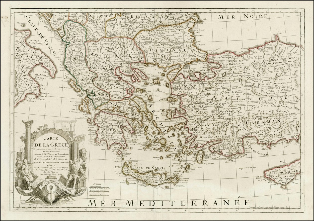 1780 kort - Carte de la Grece Dressee sur un grand nombre de memoires anciens et nouveaux, Sur ceux de Mrs. Whele et Tournefort af Jean Claude Dezauche