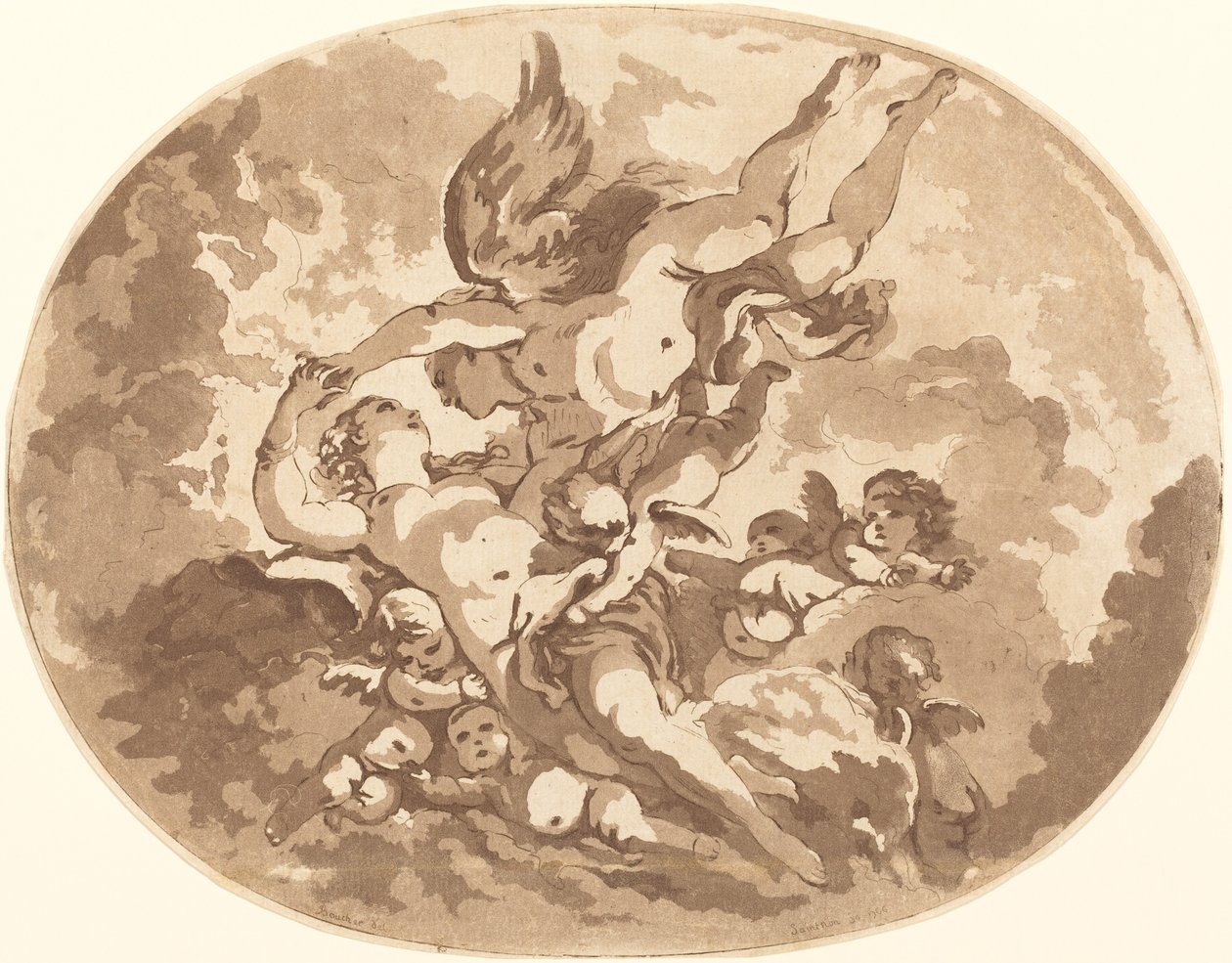 Eros og Psyche af Jean Claude Richard, Abbé de Saint Non after François Boucher