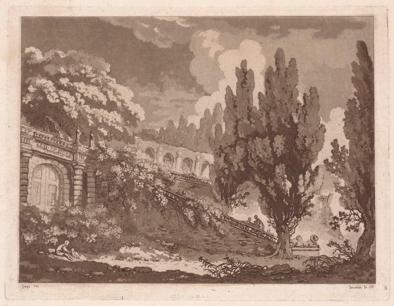 Trapper i en italiensk have, 1766. af Jean Claude Richard Saint Non