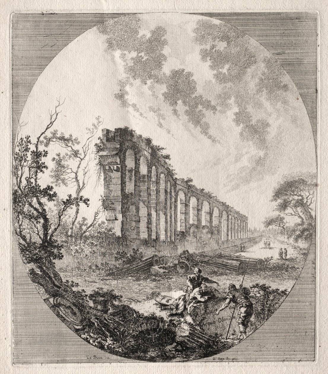 Gamle ruiner: Gamle akvædukt, 1756. af Jean Claude Richard de Saint Non