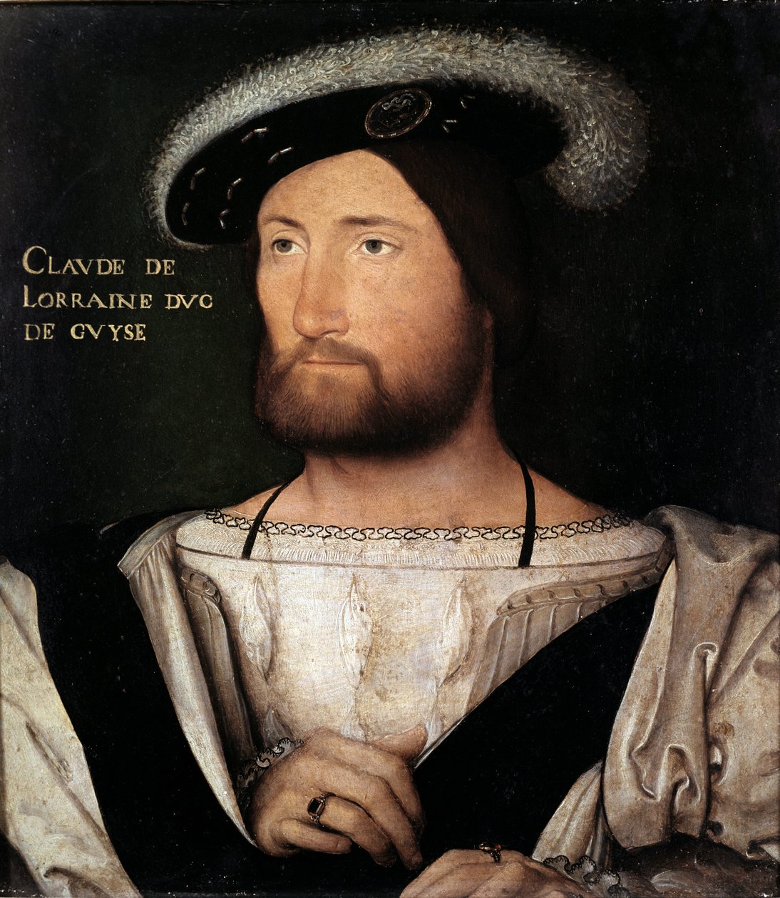 Portræt af Claude de Lorraine, hertug af Guise, maleri af Jean Clouet, konserveret på Palatinergalleriet i Pitti Palace, Firenze - Renæssancekunst: Portræt af Claude de Lorraine, hertug af Guise (1496-1550). Maleri af Jean Clouet (1475-1541), Oil on Wo af Jean Clouet
