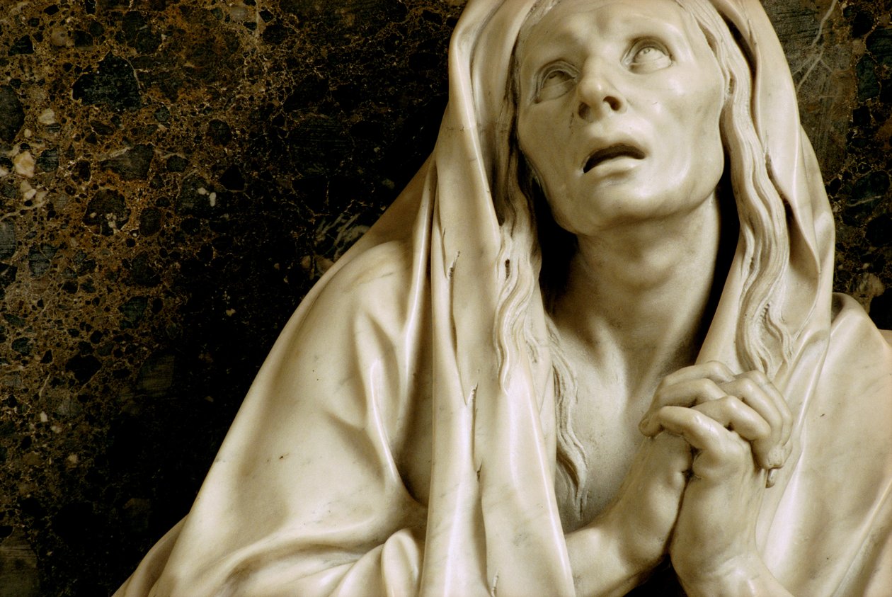 Julienne Le Bes grav, efter tegninger af Charles Le Brun (1619-90), ca. 1668-90 (marmor og stuk) (se også 248195 og 248196) (detaljer) af Jean Collignon