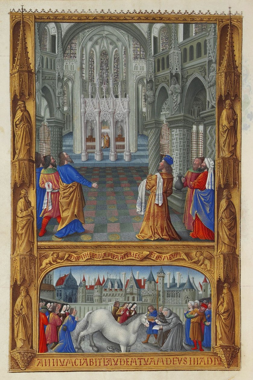 Les Très Riches Heures du Duc de Berry, Folio 129v - Det hellige sakramente af Jean Colombe