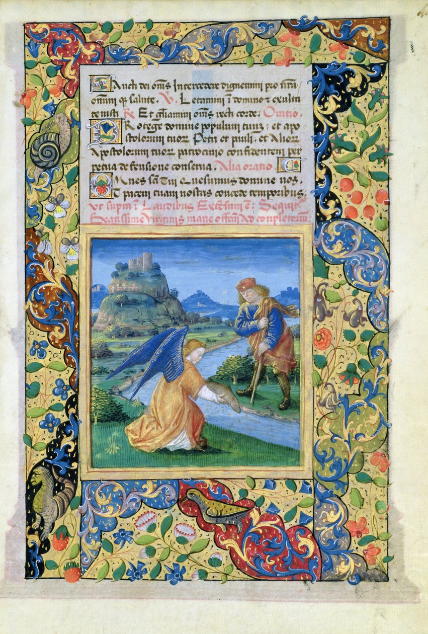 Ms Lat.Q.v.I.126 f.40 Tobias and the Angel, fra Louis dOrleans