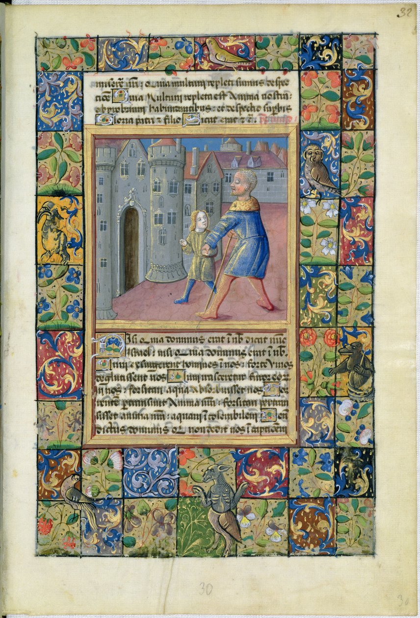 Fru Lat. Q.v.I.126 The Healing of the Blind Man, John 9:1-7 from the Hours of Louis dOrleans, 1469 af Jean Colombe