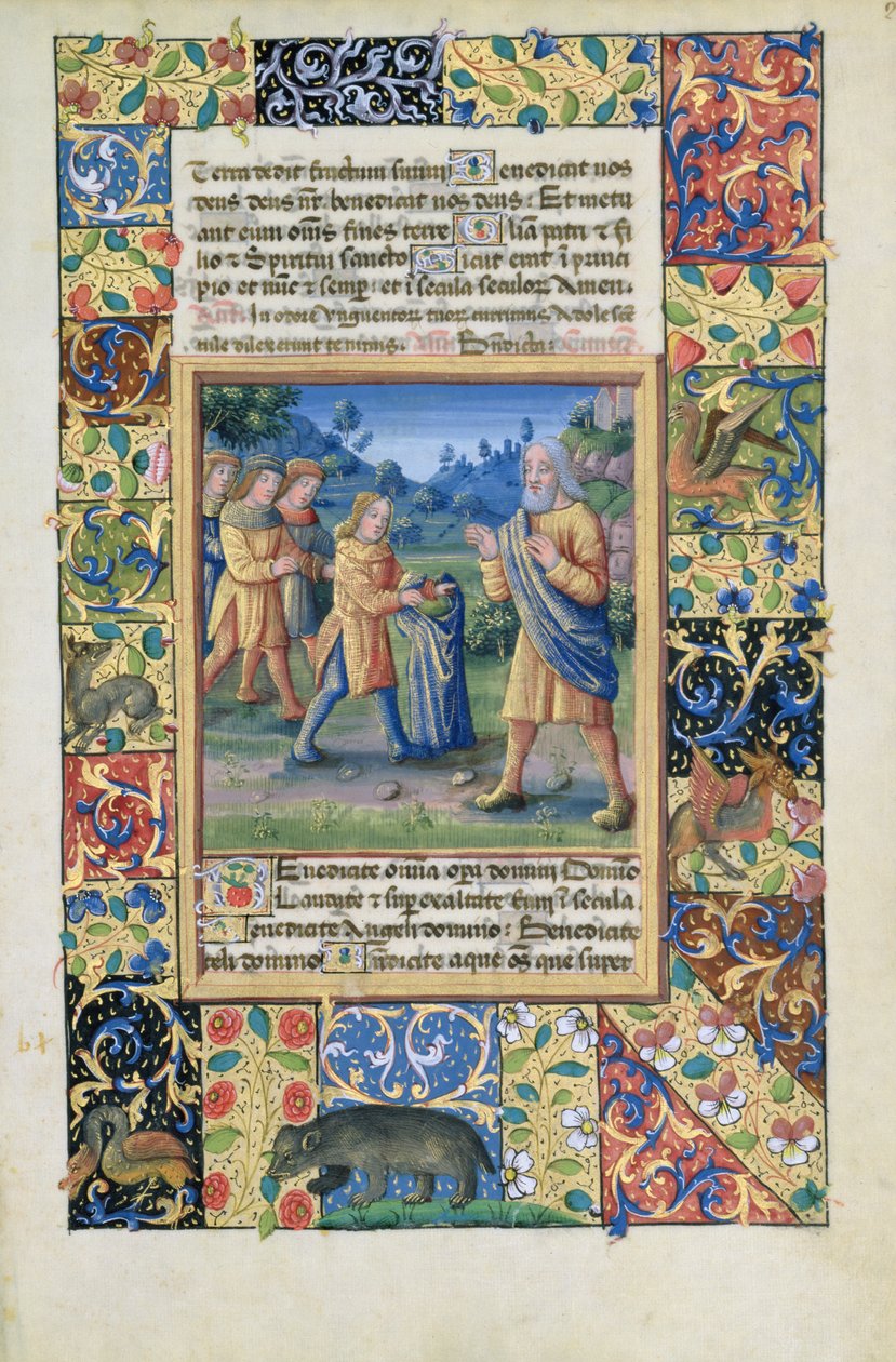 Ms. Lat. Q.v.I.126 fol.21 Josephs brødre, der viser deres far bevis på, at Joseph er død, fra Louis dOrleans