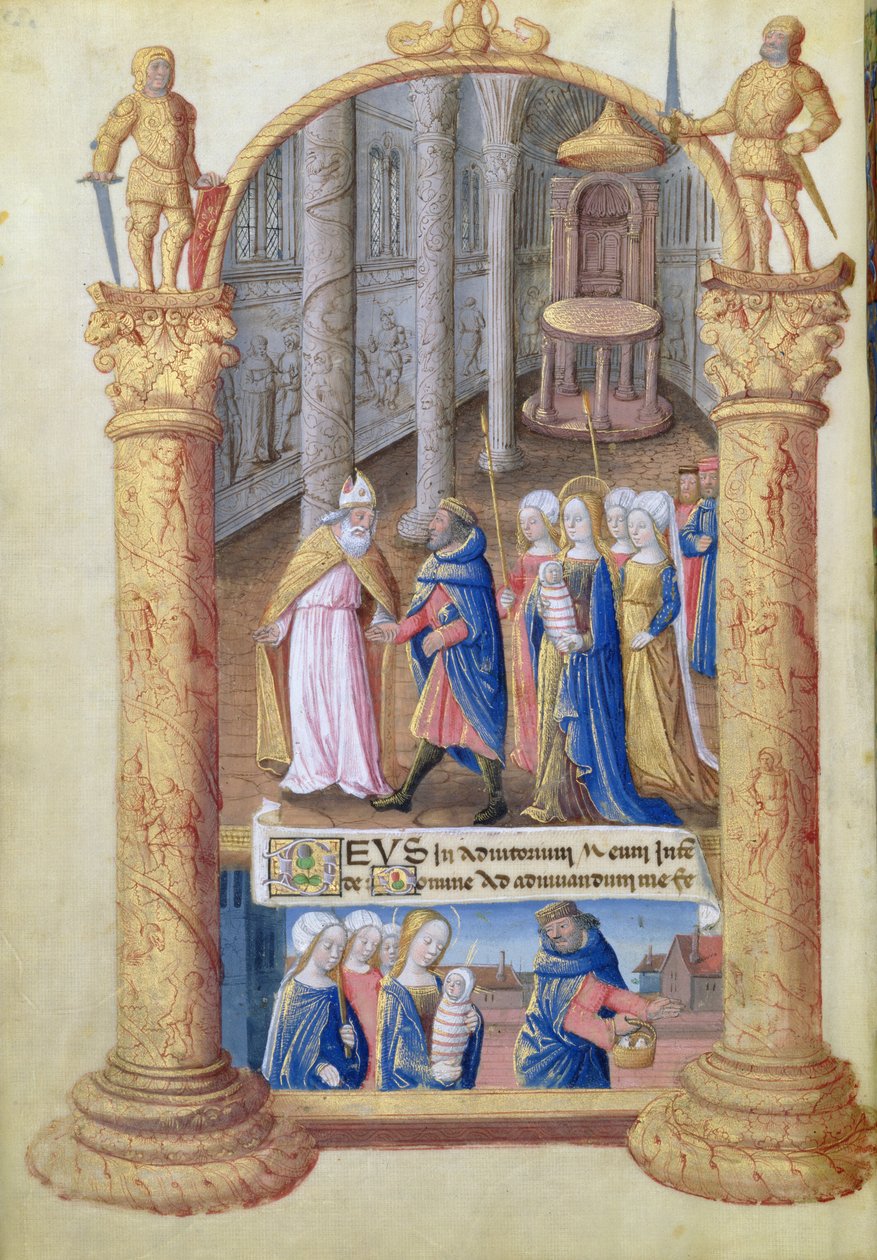 Ms. Lat. Q.v.I.126 fol.33v Præsentation af Kristusbarnet i templet, fra Louis dOrleans