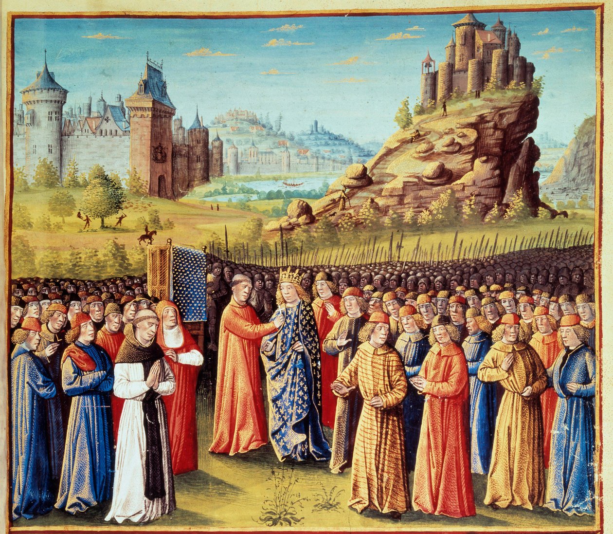Andet korstog (1147-1149): Kong Ludvig VII sagde, at de unge (1120-1180) tog korset ved Vézelay i nærværelse af Saint Bernard de Clairvaux (San Bernardo di Chiaravalle) (1090-1153) og aftenen i Versailles den 31. /03/1146. Mange baroner tog også af Jean Colombe