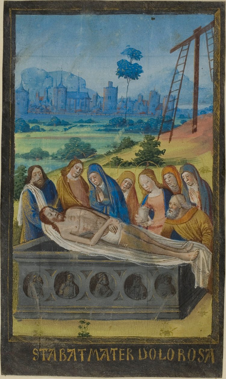 Begravelsen (Stabat Mater-bøn), fra en Timebog af Jean Colombe