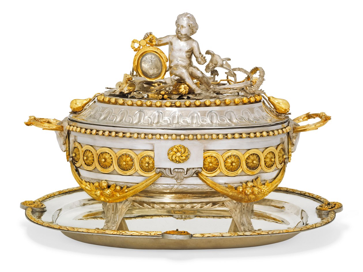 Suppeterrin, låg og stativ, Malin, ca. 1780 (forgyldt metal & sølv) (se også 430258) af Jean Corneille Hendrickx