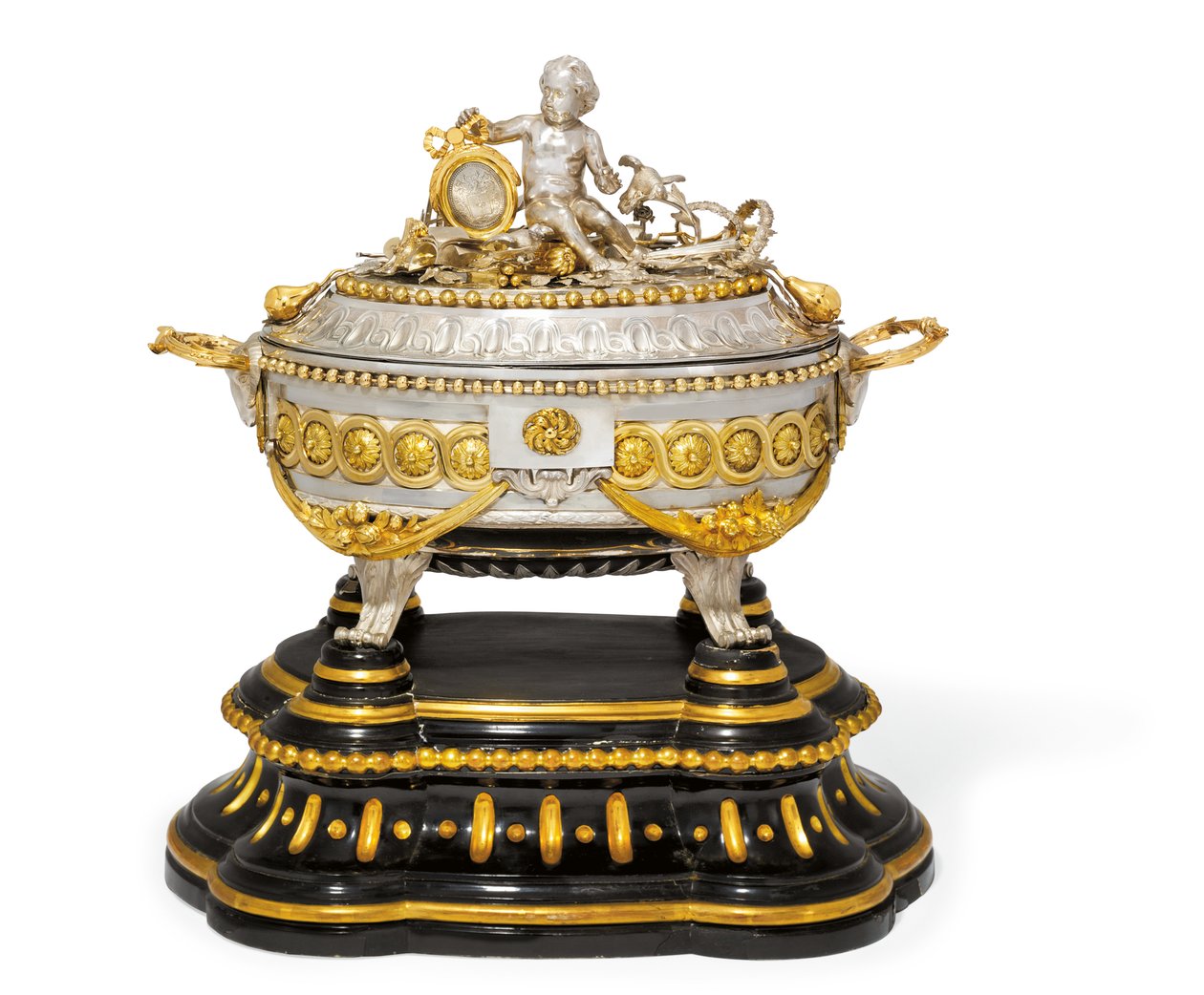 Suppeterrin, låg og stativ, Malin, ca. 1780 (forgyldt metal & sølv) (se også 430298) af Jean Corneille Hendrickx