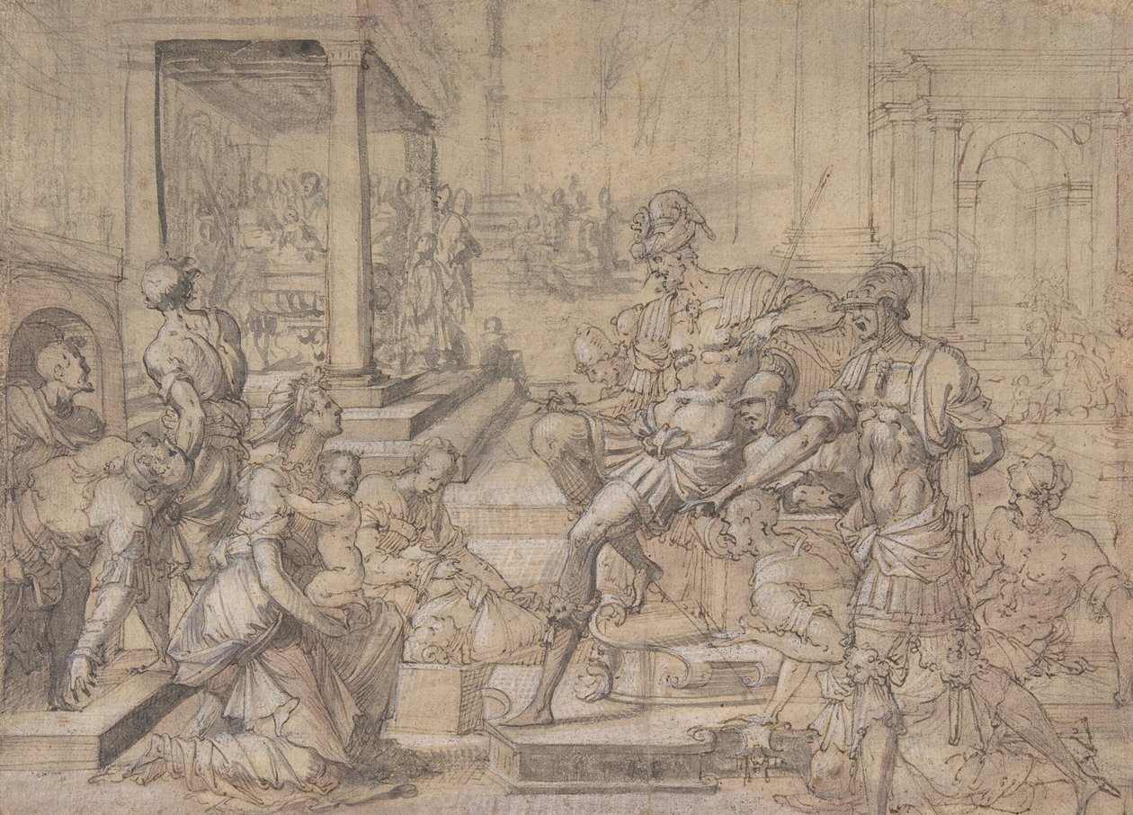 Amya anmoder Faustus om forældremyndigheden over Saint Mamas, ca.1543. af Jean Cousin