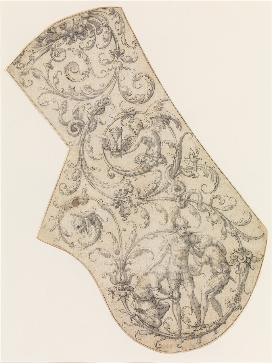 Design til den rigtige Pauldron af en Parade Armor, ca. 1555. af Jean Cousin the Elder.