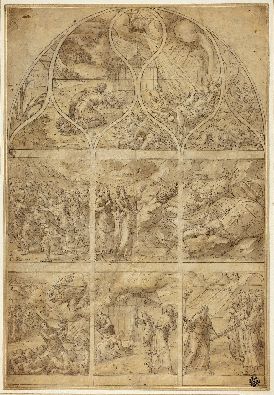Design til et glasmaleri med historien om Aron af Jean Cousin the Younger