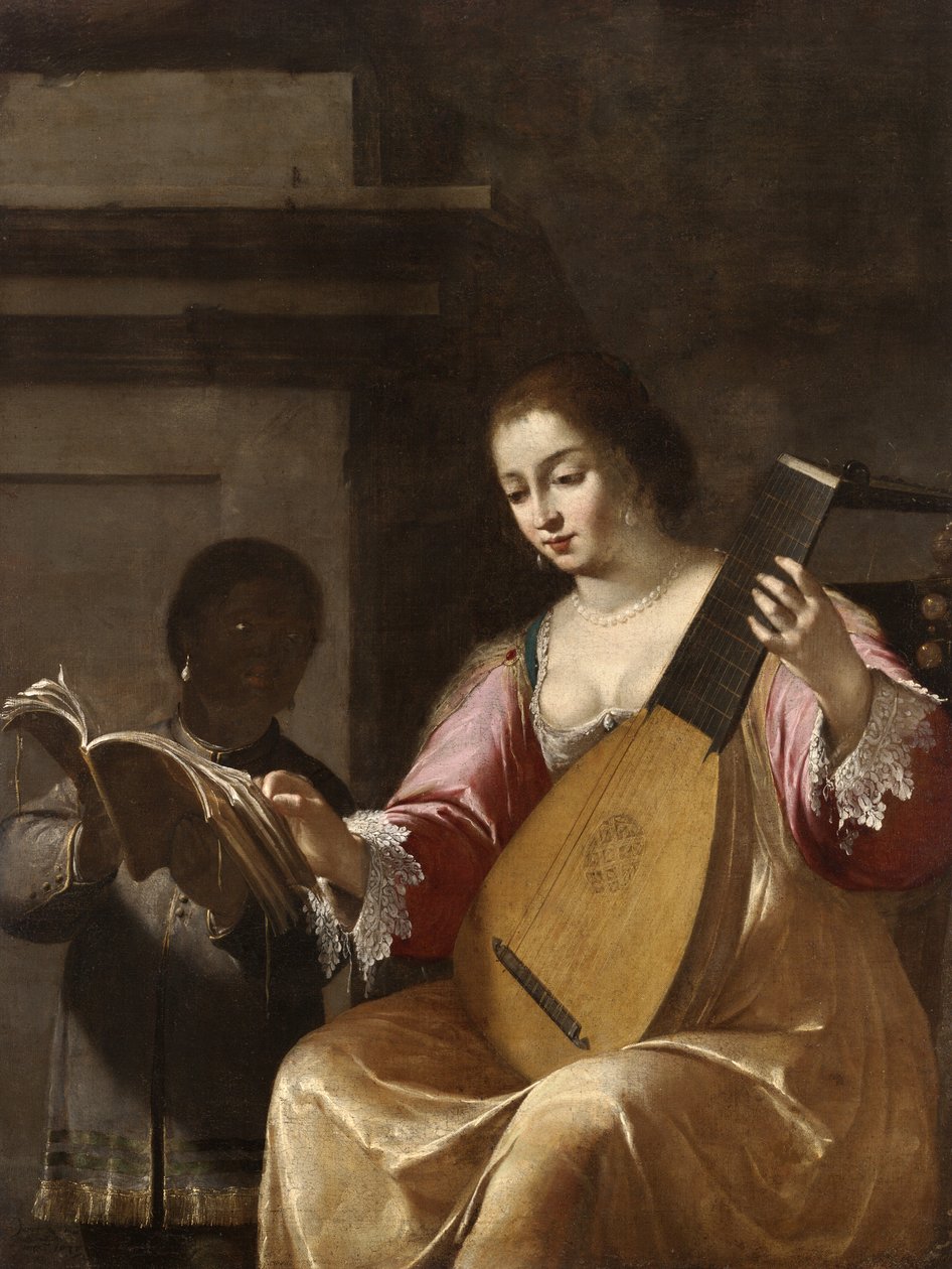 Kvinde, der spiller lut, 1638 af Jean Daret
