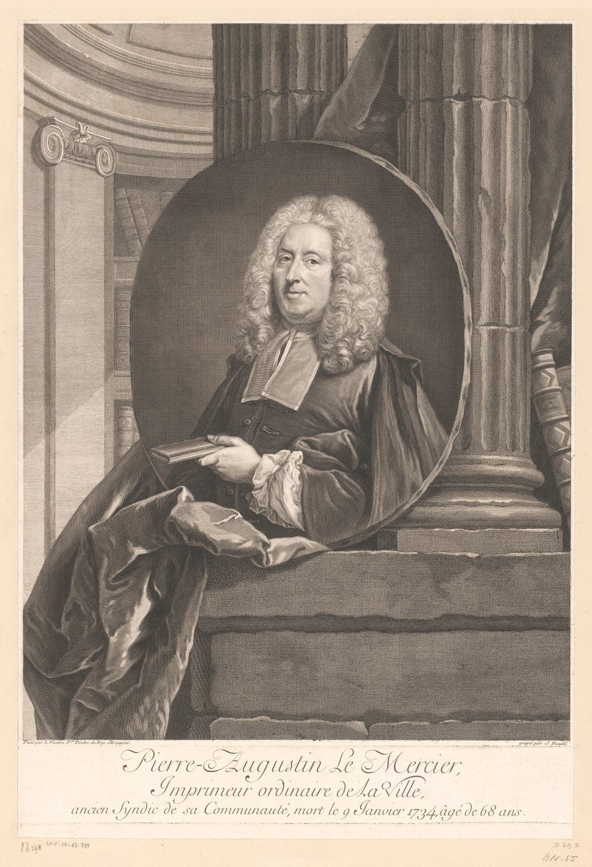 Portræt af Pierre-Augustin Le Mercier Pierre-Augustin Le Mercier (titel på objektet) af Jean Daullé