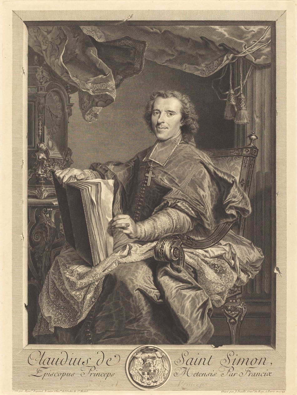 Claudius de Saint-Simon, prins-biskop af Metz af Jean Daullé after Hyacinthe Rigaud