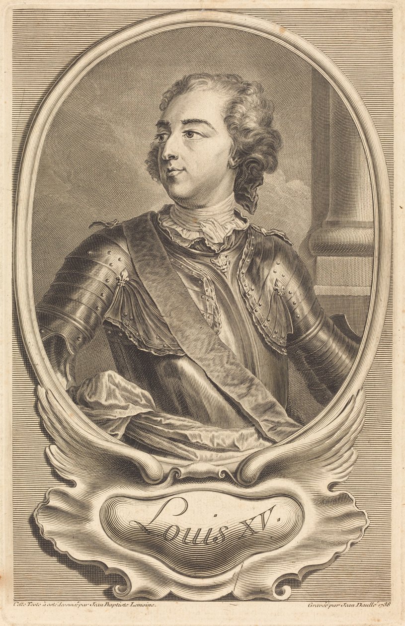 Ludvig XV af Jean Daullé after Jean Baptiste Lemoyne II