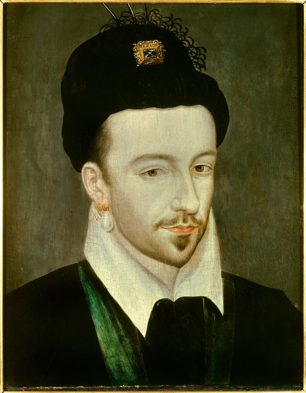 Portræt af kongen af Frankrig Henri III (1551-1589) Maleri tilskrevet Jean Ducourt (2. halvdel af det 16. århundrede) Søn. 0,29 x 0,22 m - Portræt af kong Henri III af Frankrig (1551-1589). Maleri tilskrevet Jean Ducourt (2. halvdel af det 16. århundrede af Jean Decourt