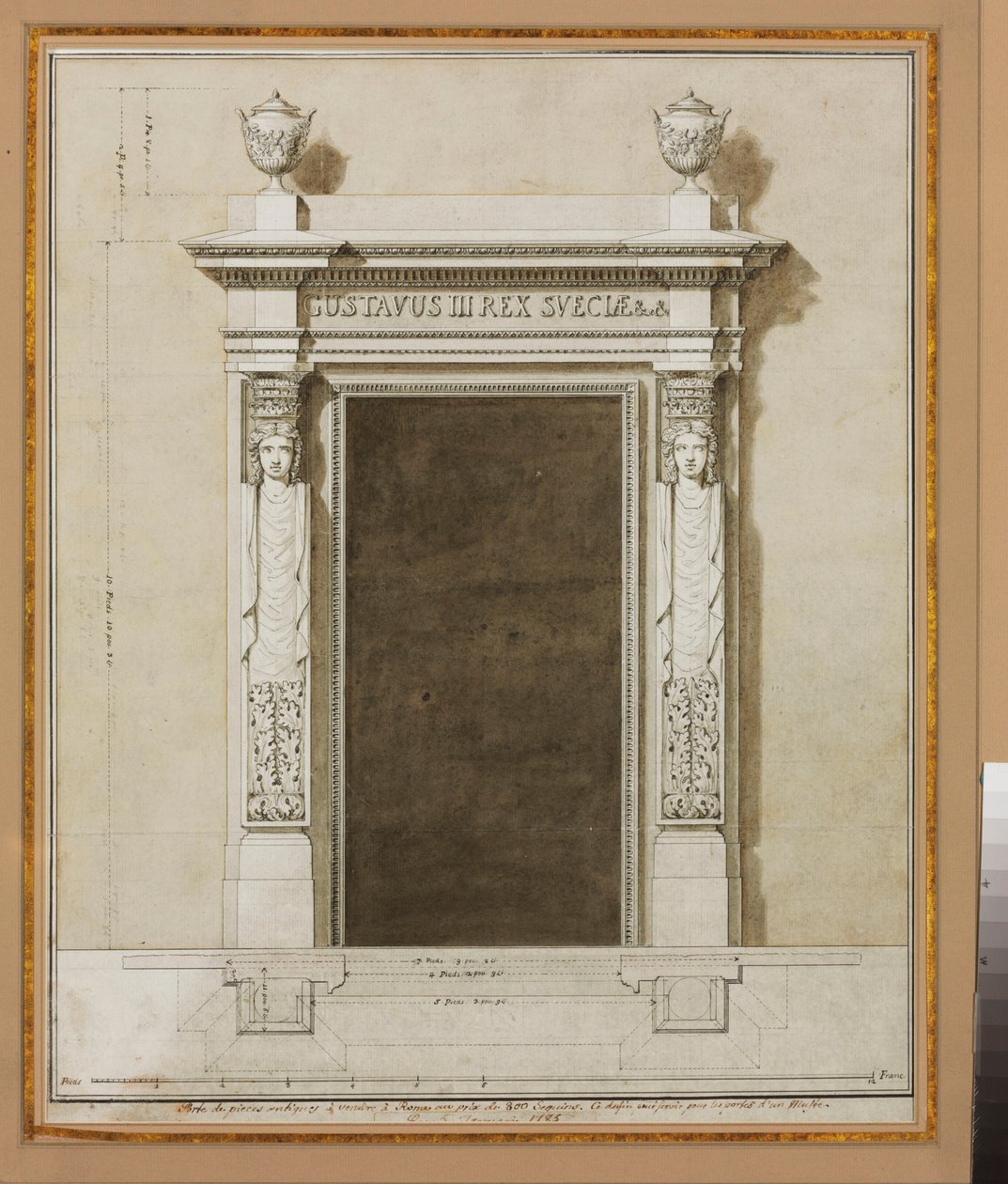 Design til vægdekorationer til Salon de Compagnie af Jean Desmosthene (attr. to) Dugourc