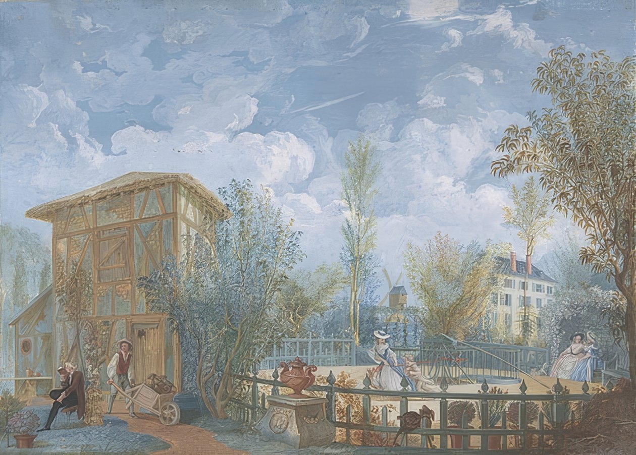 Mennesker i en have. 1784 af Jean Démosthène Dugourc