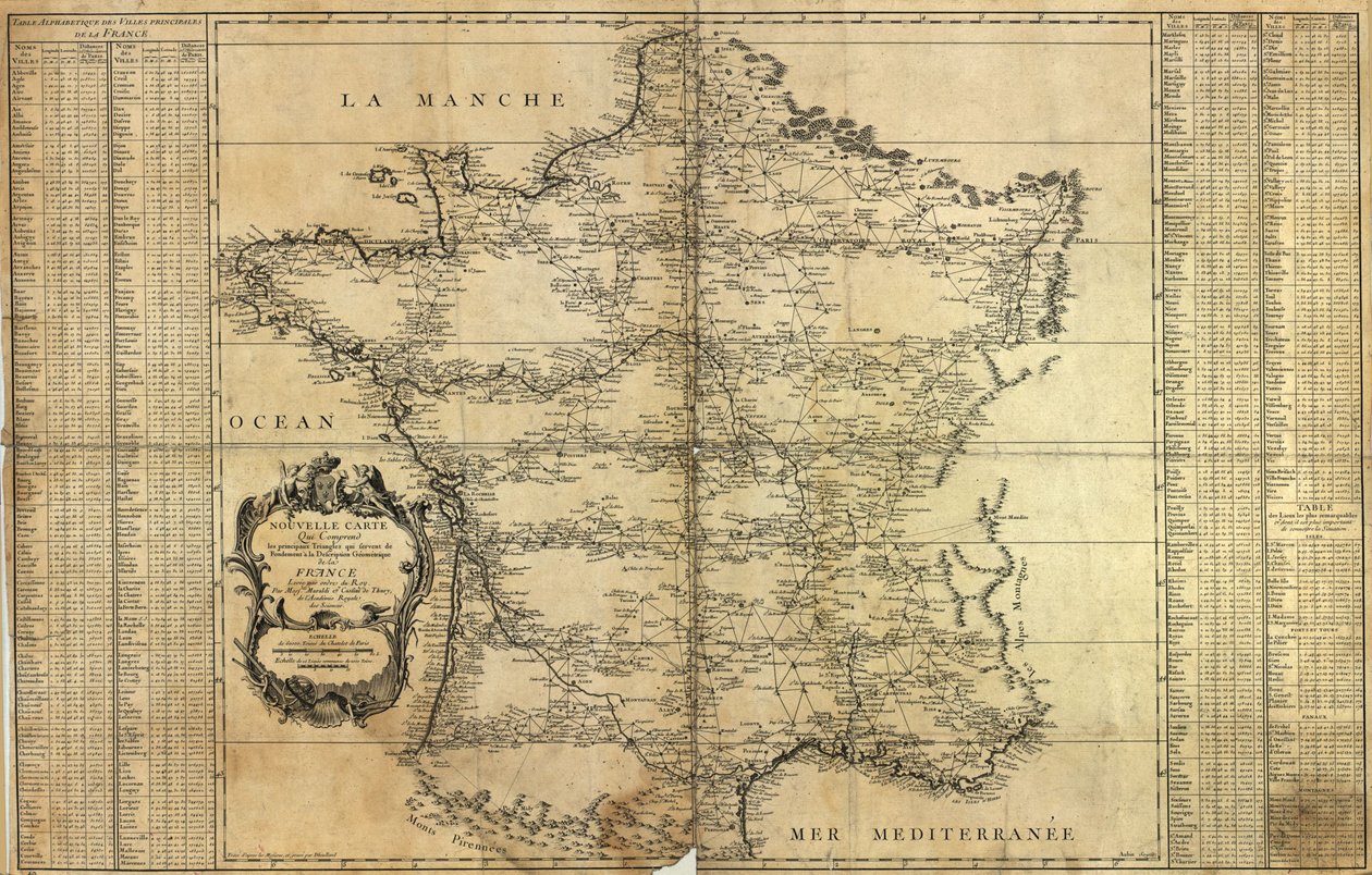 Nyt kort over Frankrig, 1744 af Jean Dominique Maraldi