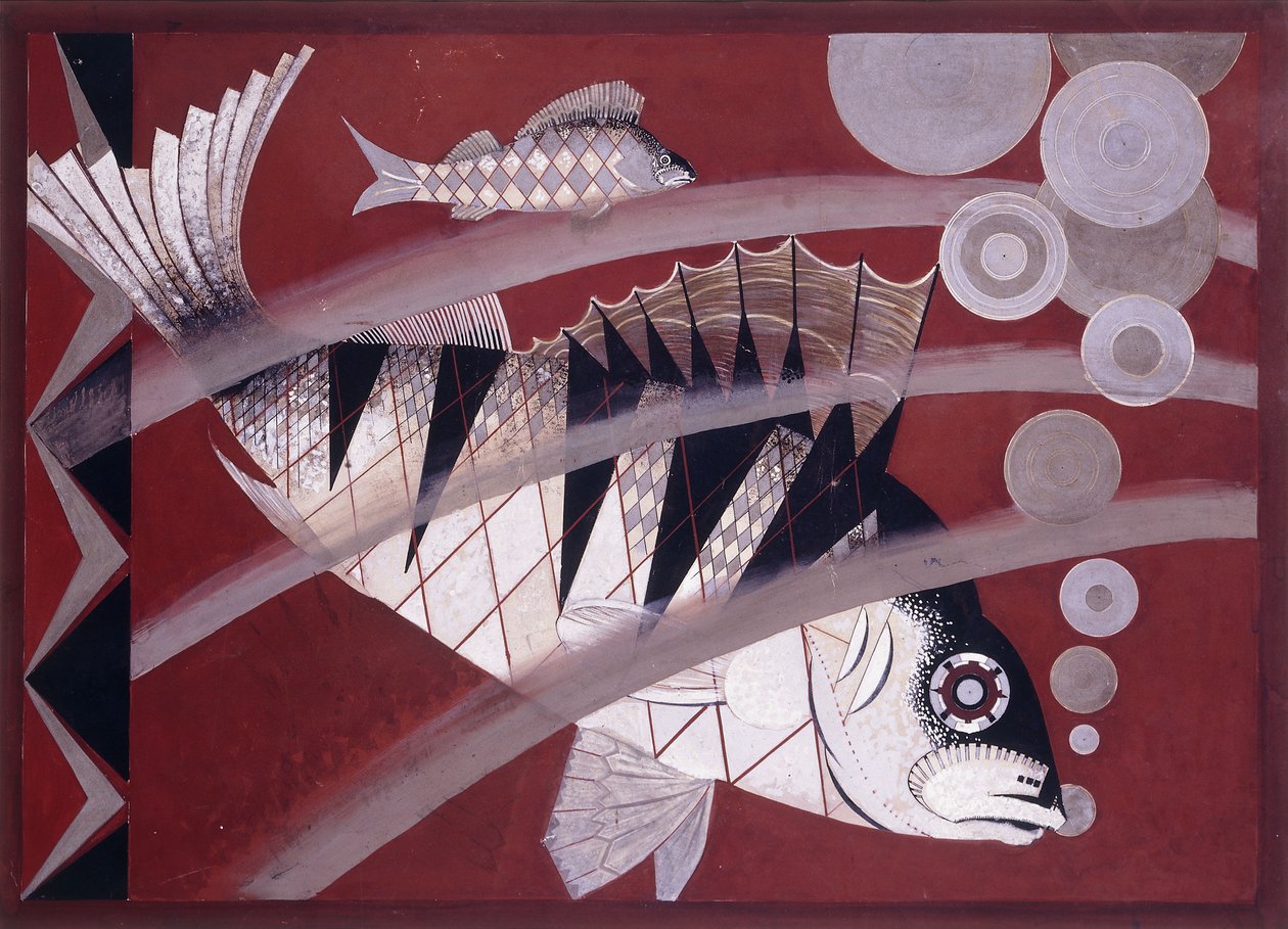 Fisk, ca. 1925 (gouache, pen og blæk på papir) af Jean Dunand