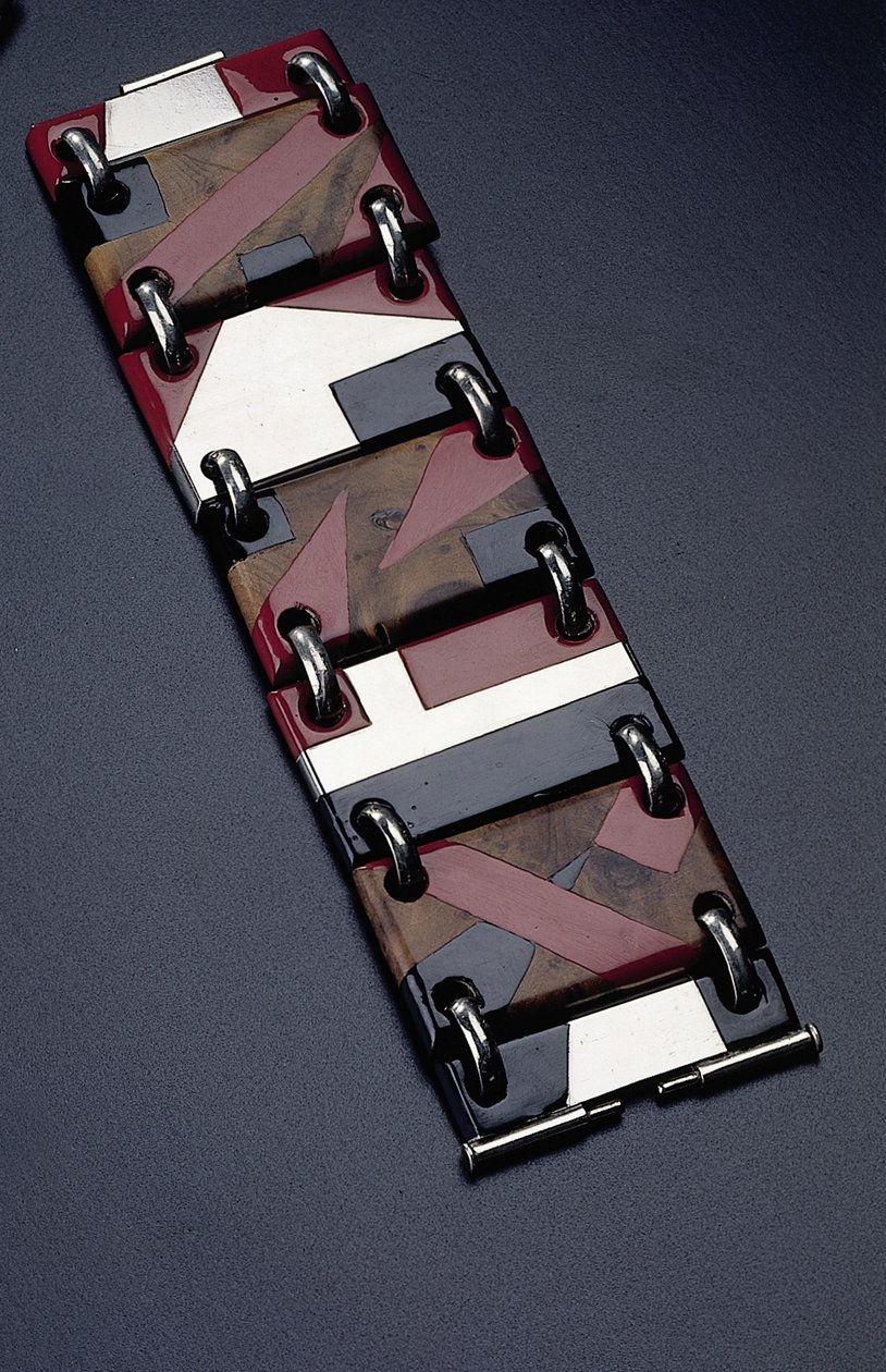 Thuya armbånd, ca. 1930 (forkromet sort & rød lak) af Jean Dunand