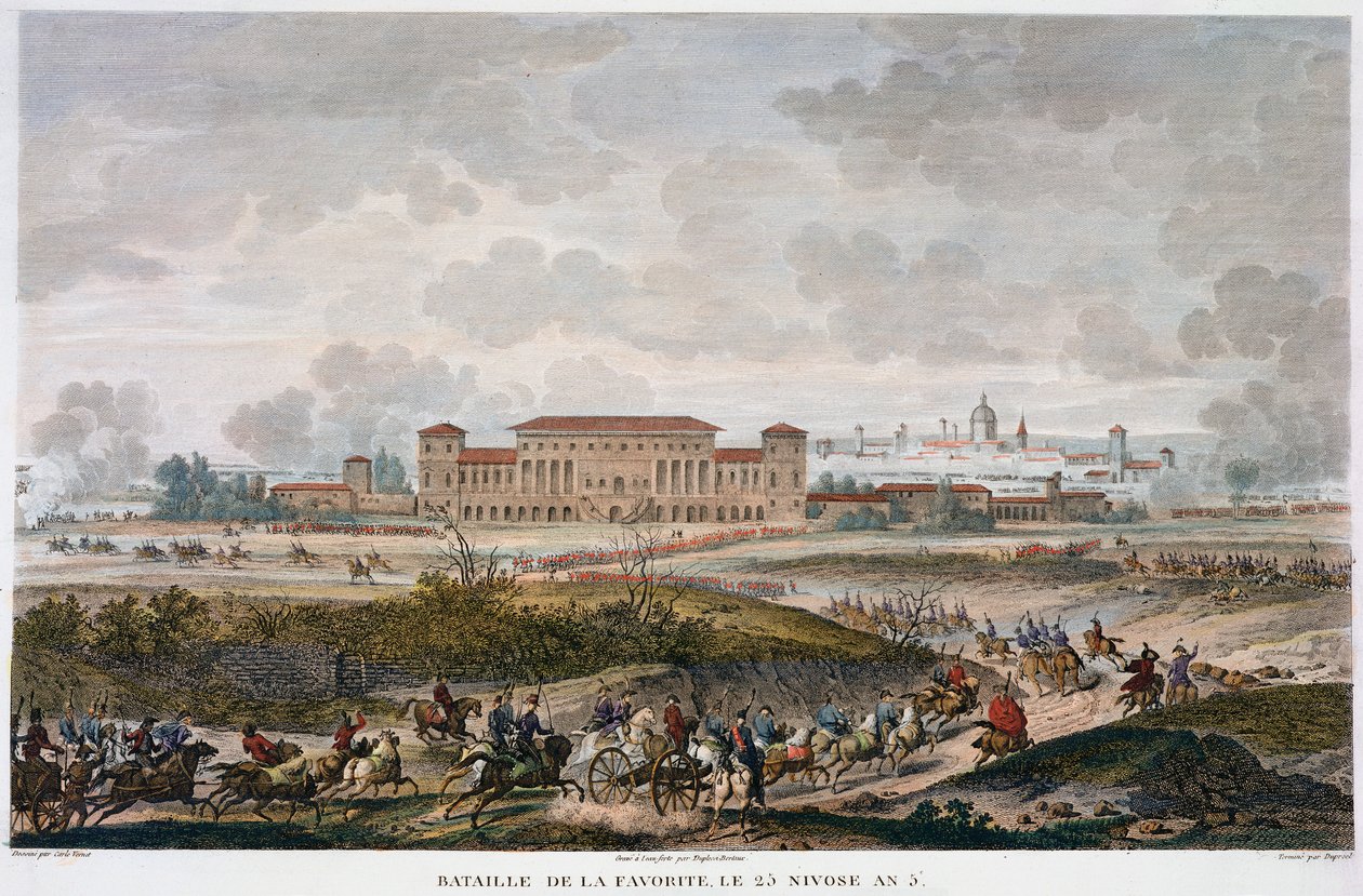 Slaget ved La Favorite, Italien, 25 Nivose, år 5. januar 1797 af Jean Duplessis Bertaux