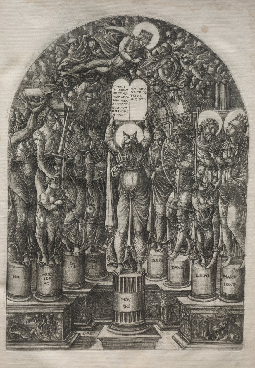 Moses omgivet af patriarkerne før 1561. af Jean Duvet
