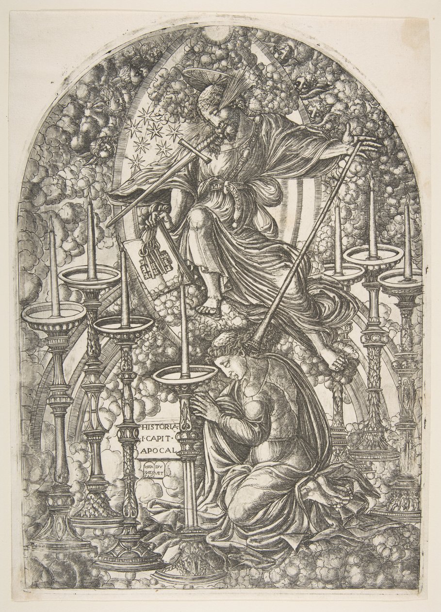 Sankt Johannes ser syv guldstager, fra Apocalypse.n.d. af Jean Duvet