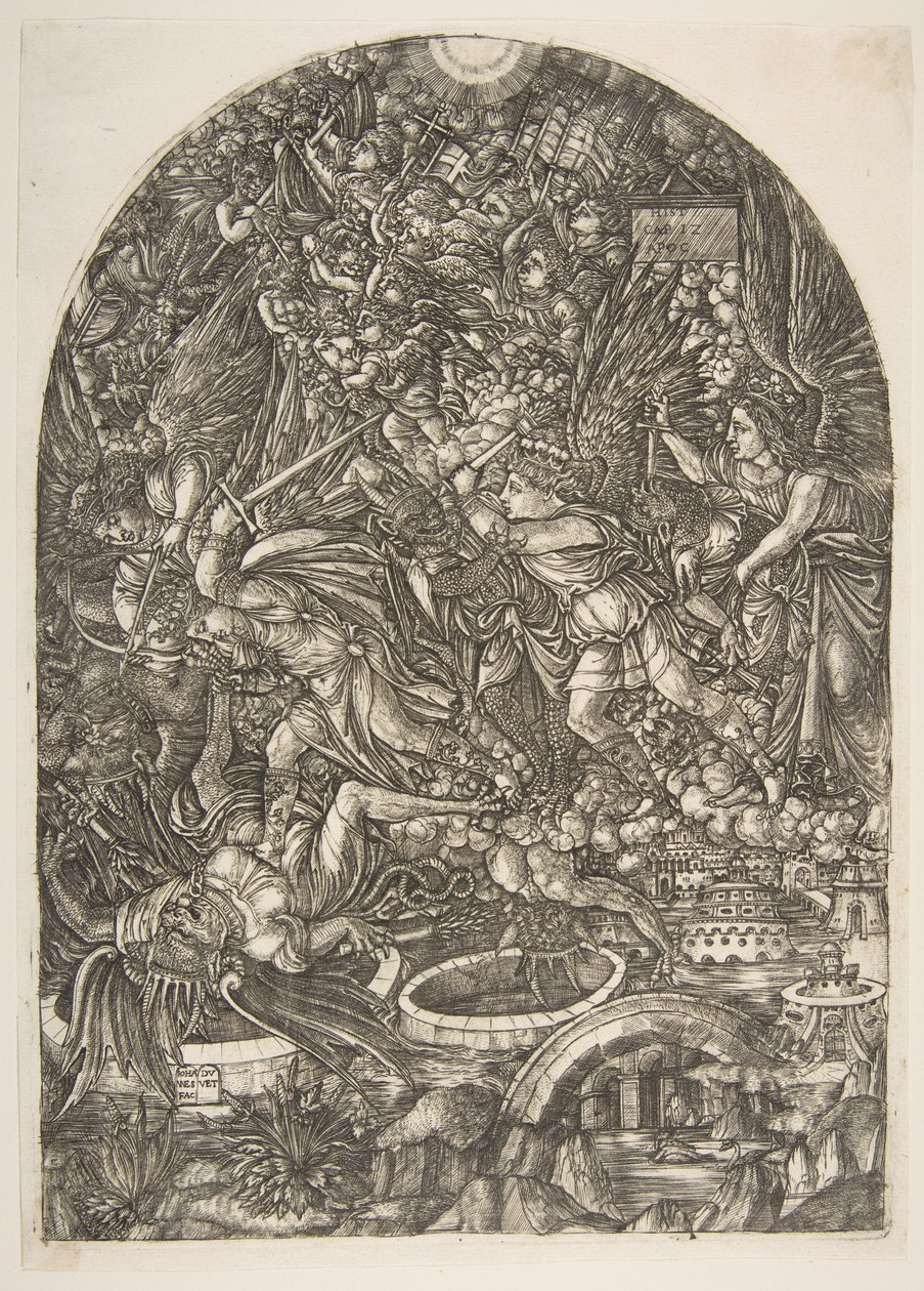 Sankt Michael og dragen, fra Apocalypse.n.d. af Jean Duvet