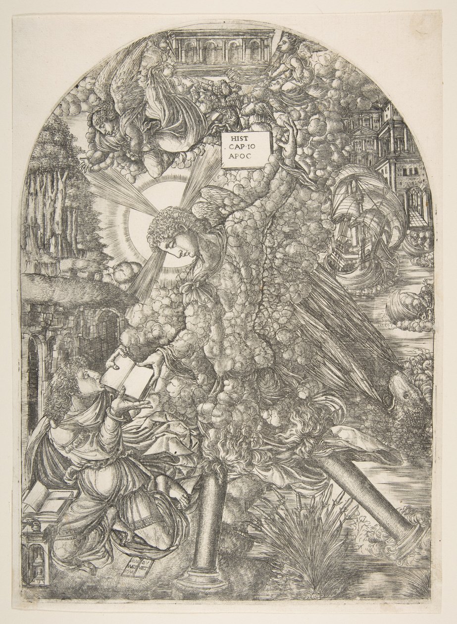Englen giver Johannes bogen at spise, fra Apocalypse.n.d. af Jean Duvet