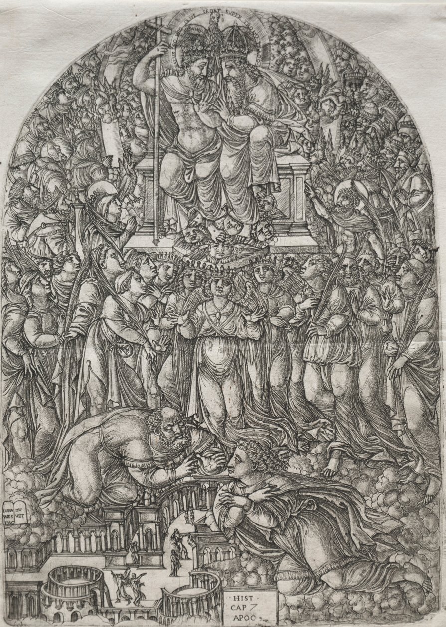 Apokalypsen: En utallig skare, der står foran tronen, 1555. af Jean Duvet