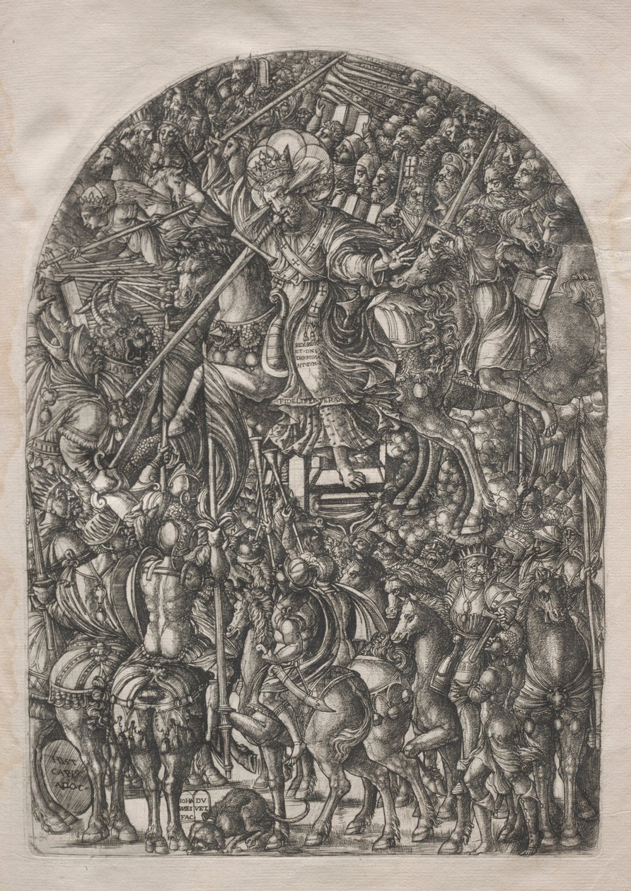 Apokalypsen: Kristus monteret på en hvid hest, 1546-1556. af Jean Duvet