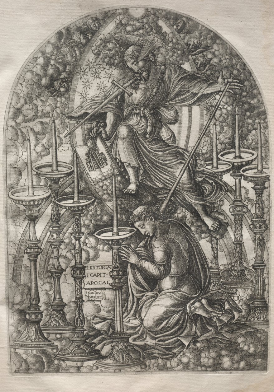 Apokalypsen: Sankt Johannes ser syv gyldne lysestager, 1546-1556. af Jean Duvet