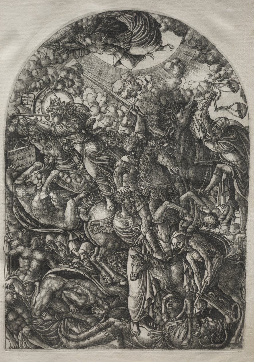 Apokalypsen: Sankt Johannes ser de fire ryttere, 1546-1556. af Jean Duvet