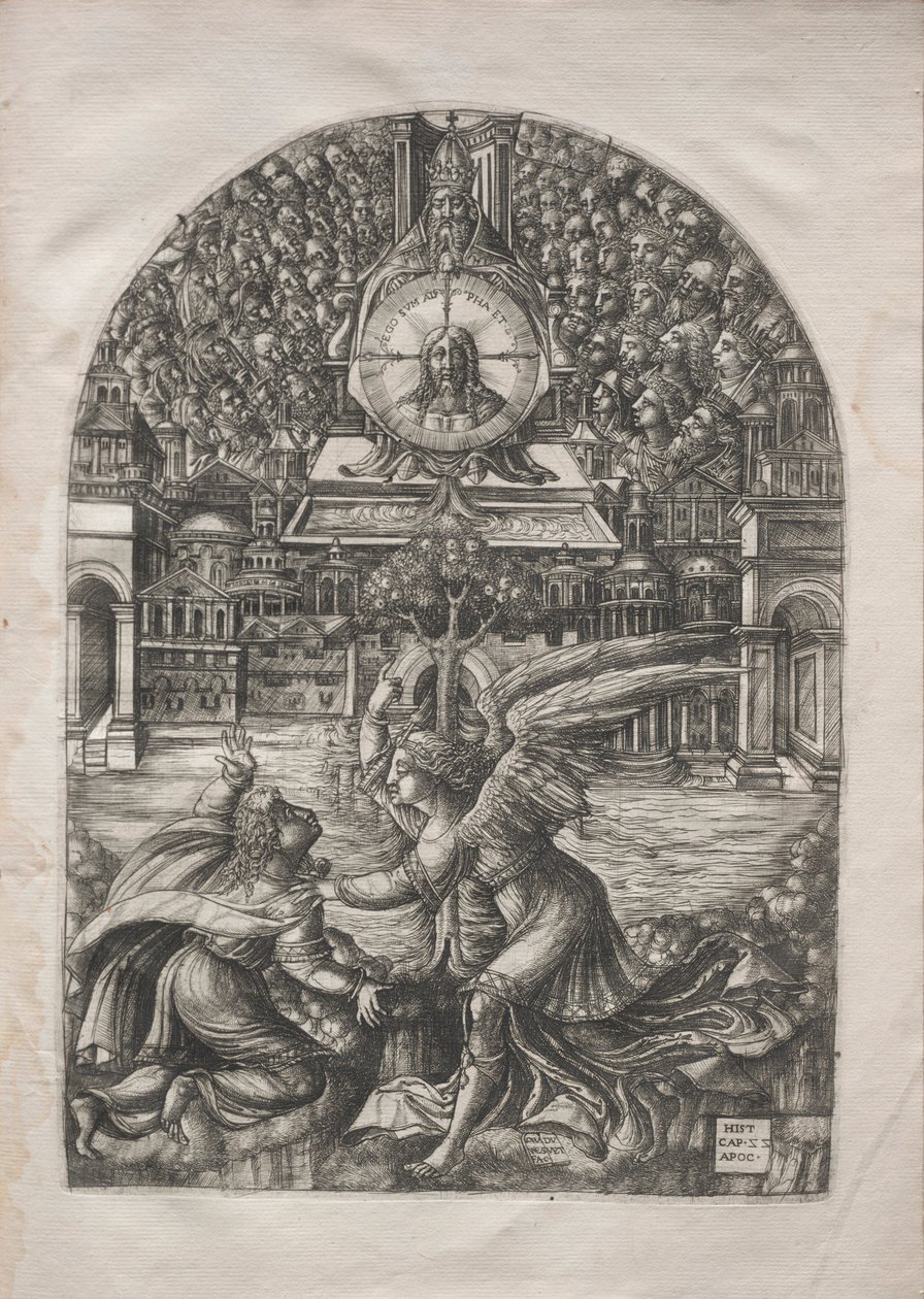 Apokalypsen: Englen viser St. Johannes Fontænen af levende vand, 1546-1556. af Jean Duvet