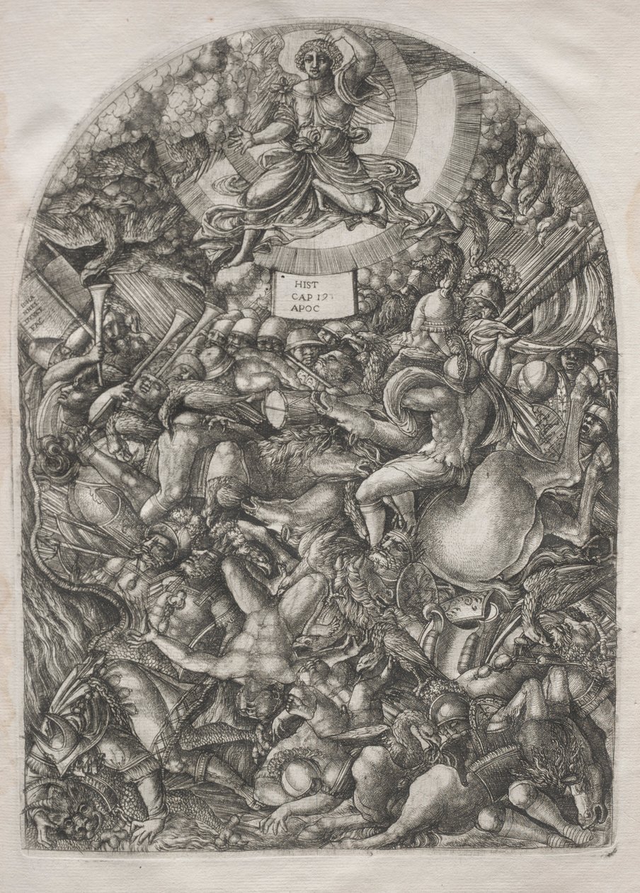 The Apocalypse: The Angel in the Sun Calling the Birds of Prey, 1546-1556. af Jean Duvet