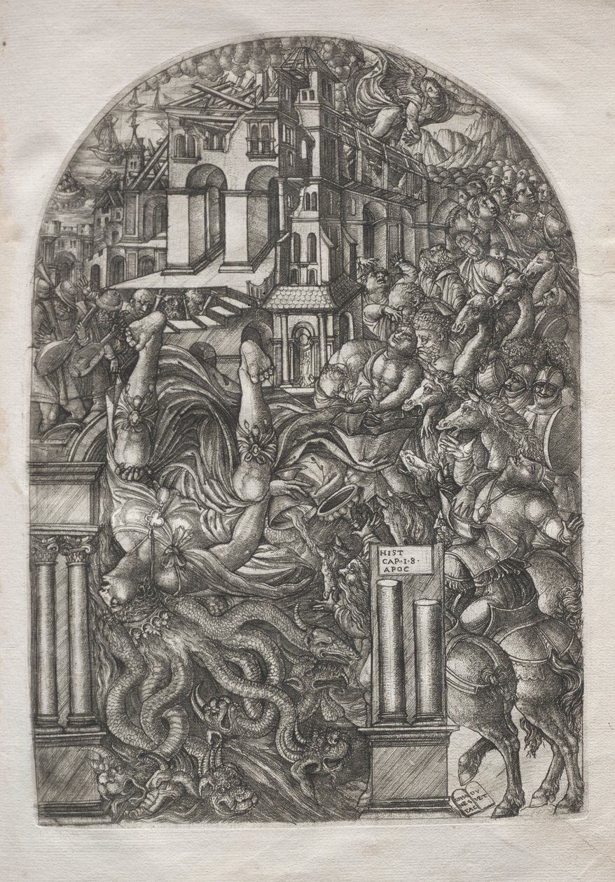 Apokalypsen: Babylons fald, 1546-1556. af Jean Duvet