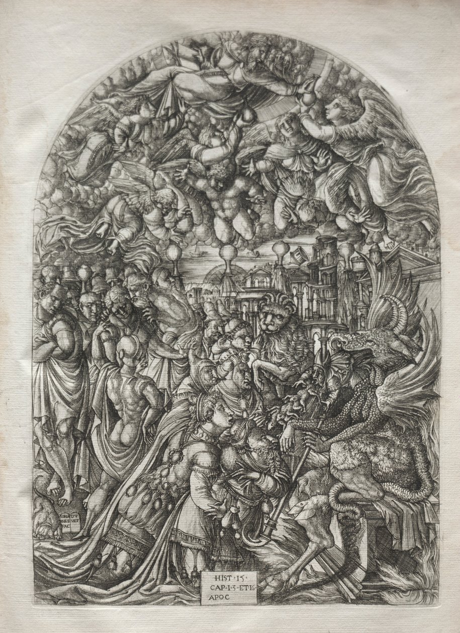 Apokalypsen: Kvinden klædt med solen, 1546-1556. af Jean Duvet