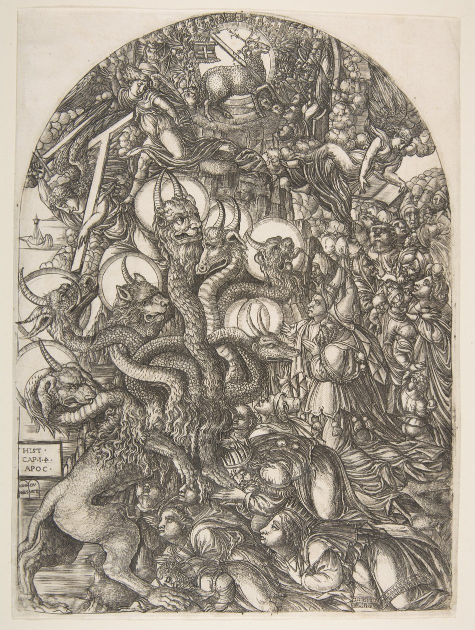 Udyret med syv hoveder og ti horn, fra Apocalypse.n.d. af Jean Duvet