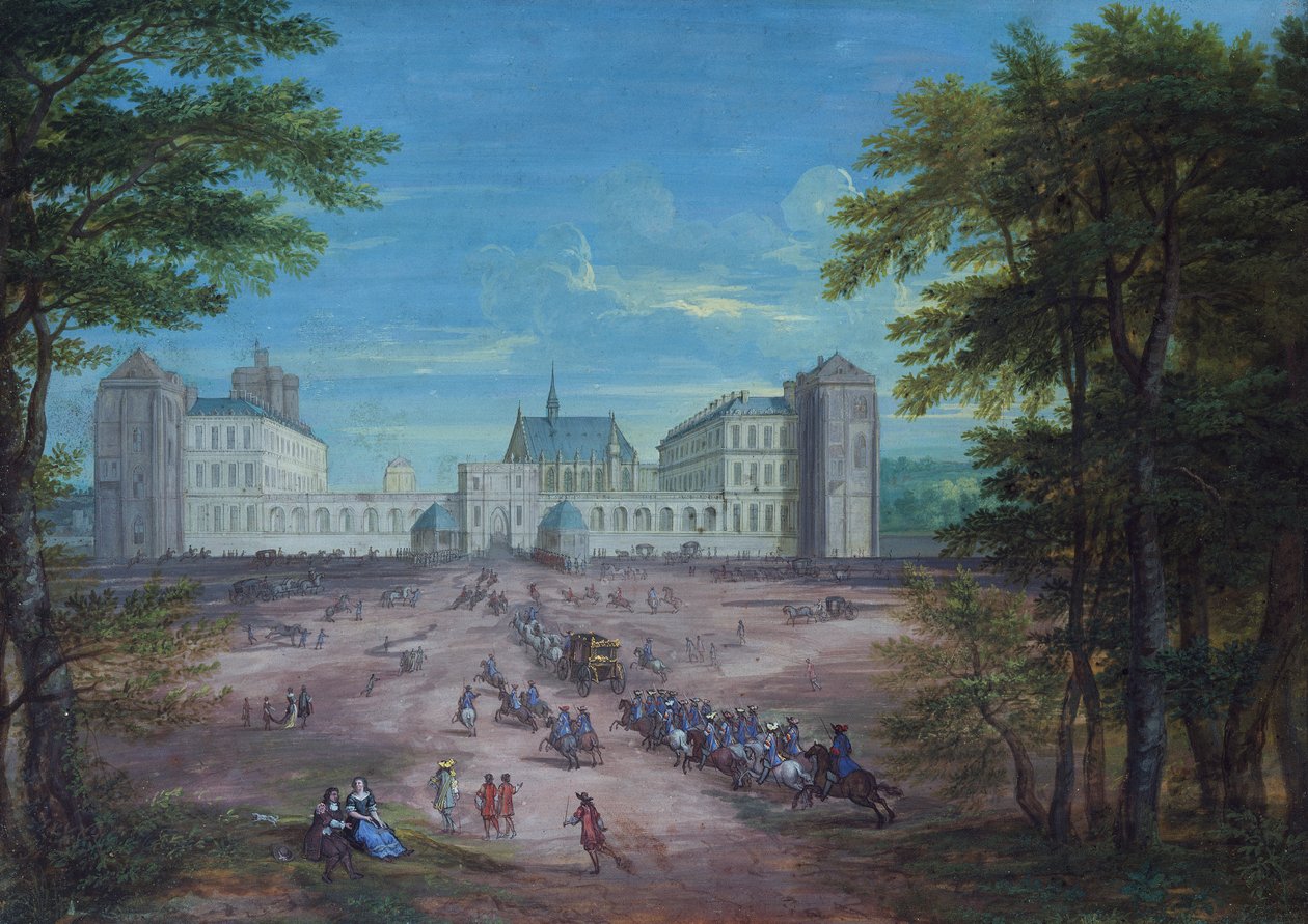 Kongens ankomst til slottet Vincennes (gouache) af Jean Eckman or Ecman