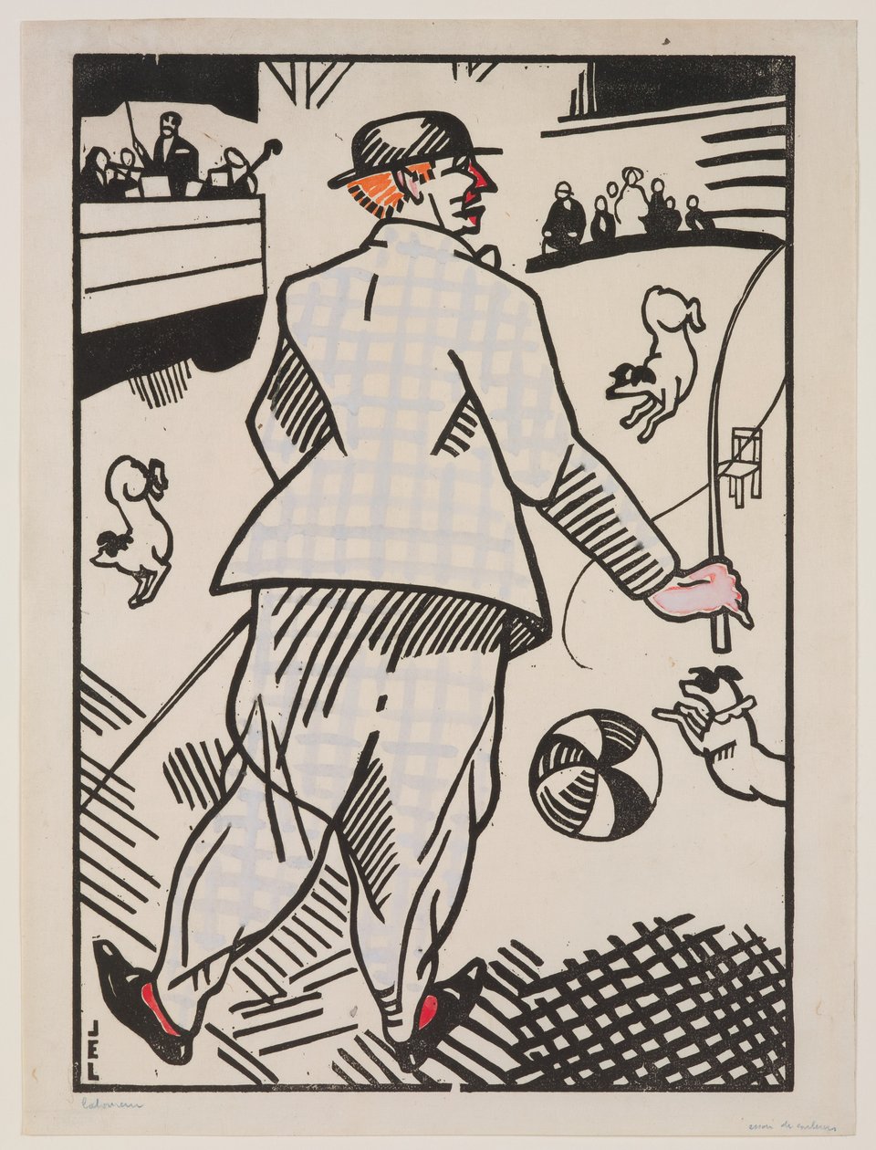 Klovn med hunde (Le Clown aux Chiens) af Jean Emile Laboureur