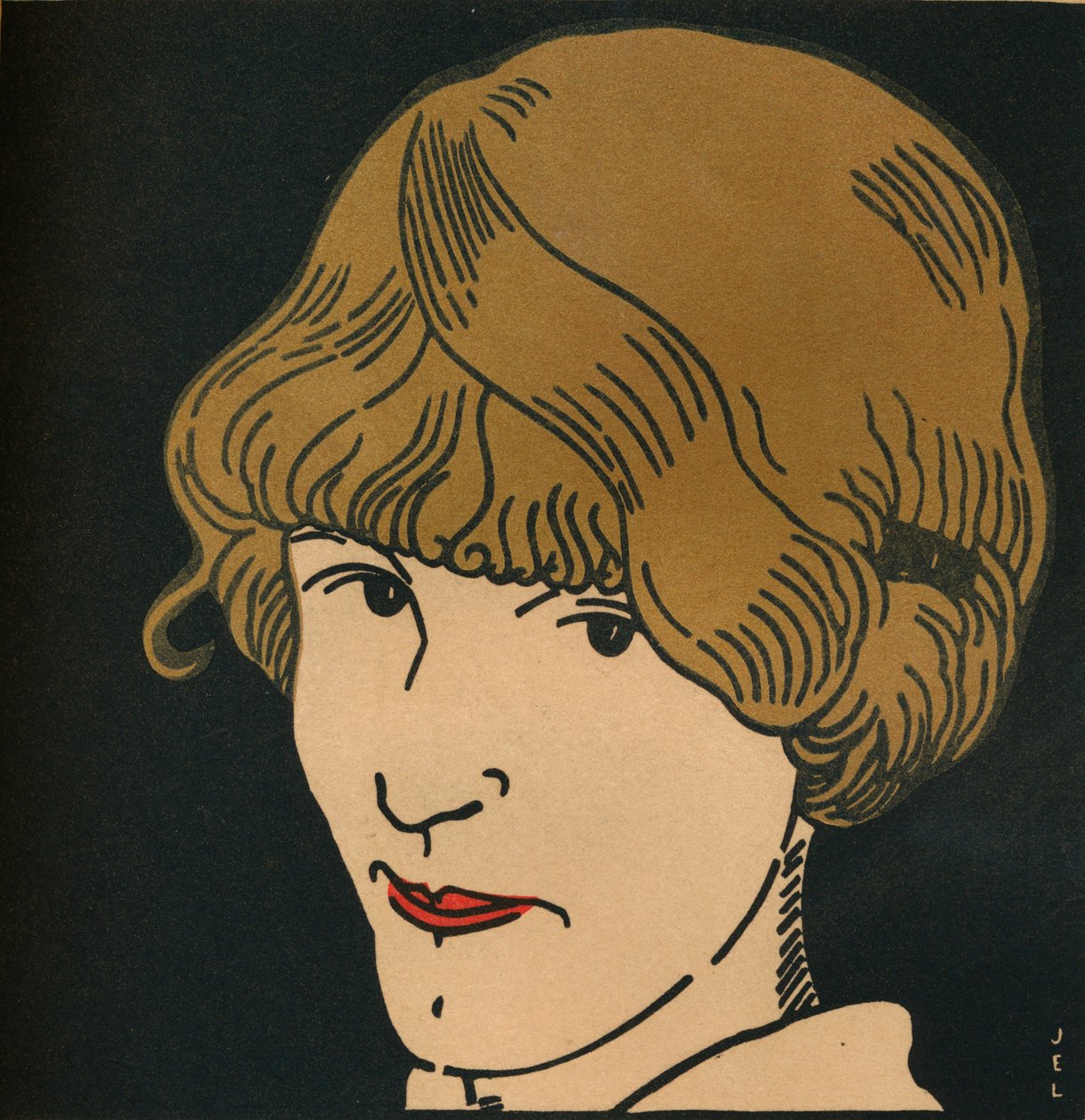 Gylden hårmaske, 1912 af Jean Emile Laboureur