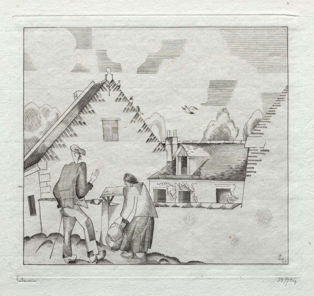 Landsbyboere, der sludrer af Jean Emile Laboureur